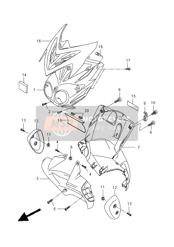 3C7F835H00P8, Karosserie, V. Oben 2, Yamaha, 0